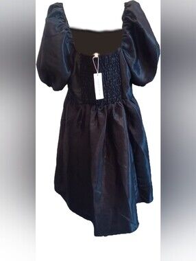 NWT Copper Key Black Puff-Sleeve Mini Dress